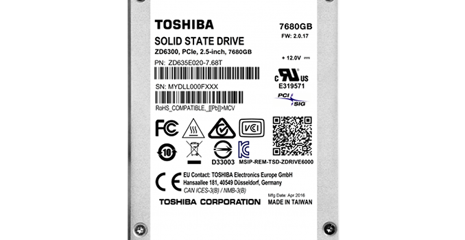 Toshiba Begins to Sample eMLC-Based ZD6300 7.68 TB SSDs to Customers