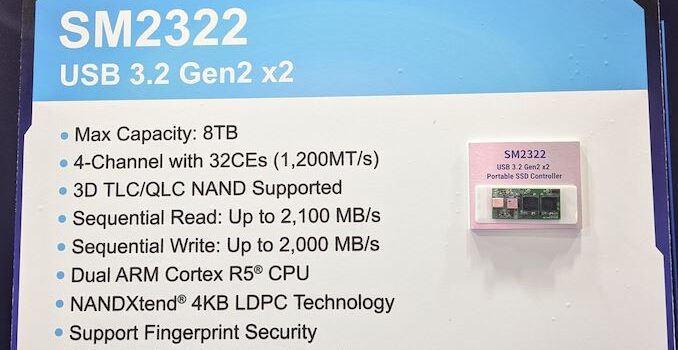 Silicon Motion SM2322 USB 3.2 Gen 2x2 Native Controller: Extended QLC Support for 8 TB PSSDs